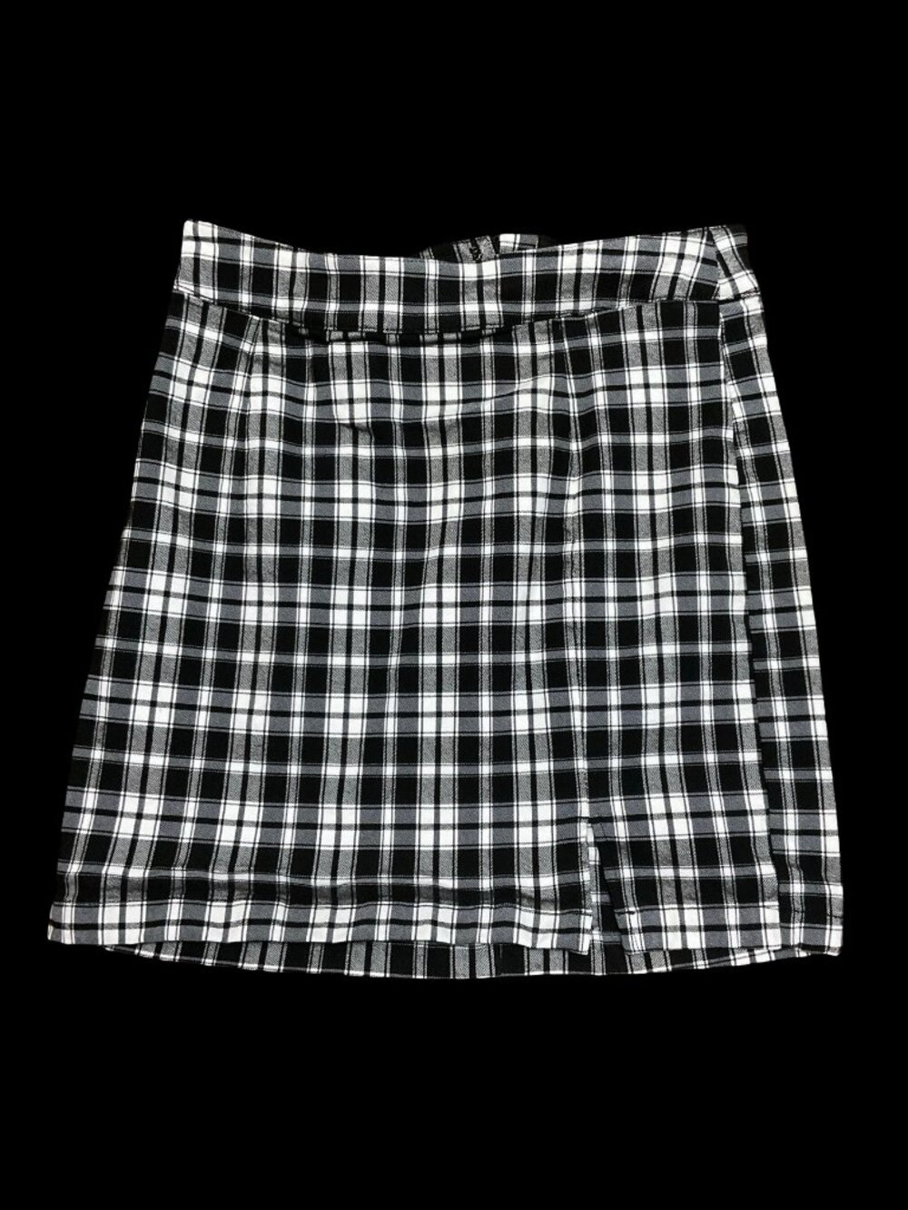 Black/White Plaid Pencil Skirt